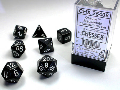 Chessex opaque 7-die set Black/White
