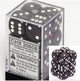 Chessex Opaque Black w/ White Set of 12 d6 Dice